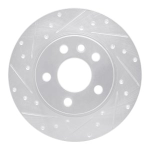 Volkswagen EuroVan Brake Rotor (1) - Rear Left - R1 Concepts - Drilled & Slotted - Silver - `96-`00